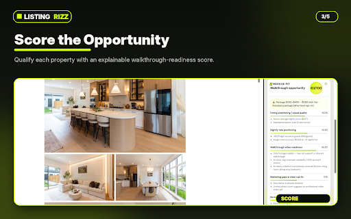 ListingRizz :: Scout Airbnb + Zillow listings, score fit, build walkthrough briefs. Creator unlocks vault sync; AI uses your OpenRouter key (BYOK).