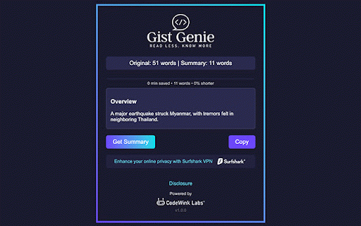 Gist Genie :: Summarize web pages with AI. Contains affiliate links that may earn commission at no cost to you when clicked or used for purchases.