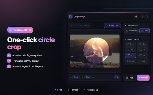 Image Cropper - Crop Photo & Circle Crop :: Free image cropper: crop or cut photos & pictures to any aspect ratio or circle, set exact pixels, export as PNG, JPG or WebP.