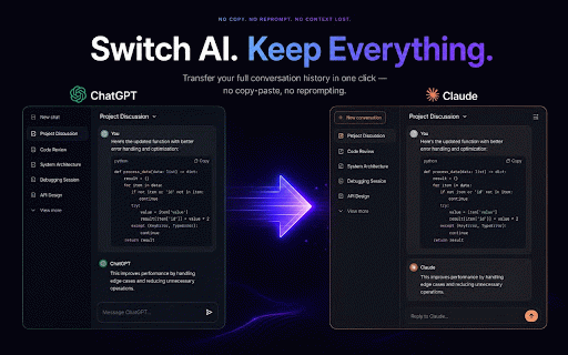 Universal AI Sync :: Sync, mirror, and export conversations between ChatGPT, Claude, and Gemini in real-time.