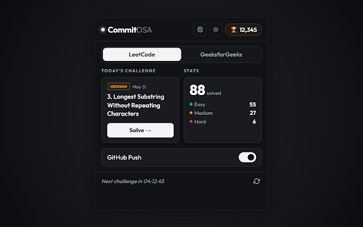CommitDSA - Sync LeetCode & GFG to GitHub :: Automatically sync and backup LeetCode & GeeksforGeeks (accepted) solutions directly to GitHub.