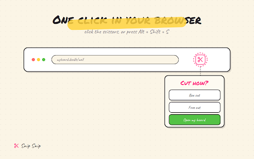 Snip Snip — snip & collage the web :: A little pair of scissors for your browser. Snip anything off a page and stick it on your doodle board.