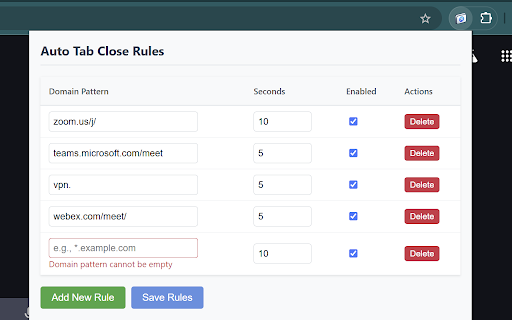 Auto Tab Close :: Automatically closes inactive tabs after a specified time