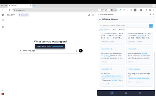 AI Prompt Manager :: A browser extension to manage and insert AI prompts using shortcuts.