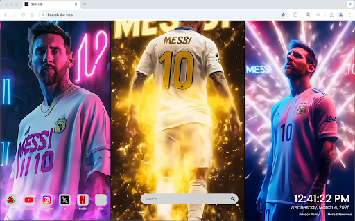 Lionel Messi Live Wallpaper :: Celebrate Lionel Messi’s legendary football brilliance with this dynamic live wallpaper for your Chrome new tab.
