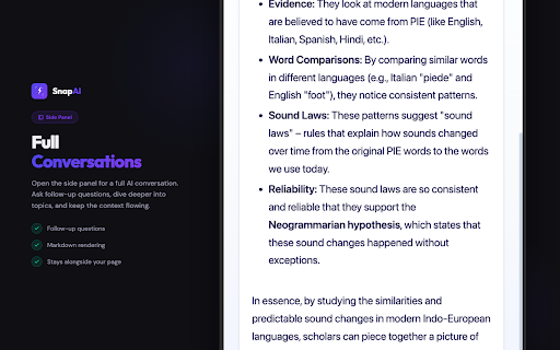 SnapAI :: Select text on any webpage and instantly get AI-powered explanations, summaries, translations, and more.