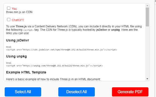 ChatGPT to PDF Exporter (included images) :: Export ChatGPT conversations (text and images) to PDF with selective questions and answers.