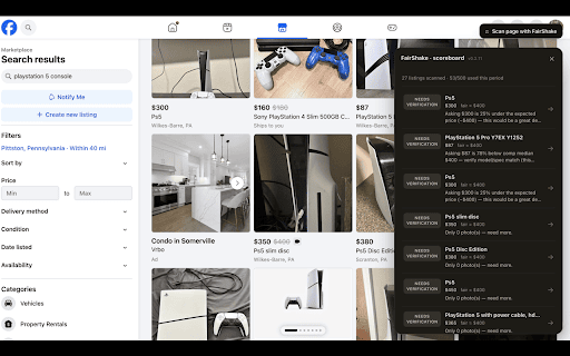 FairShake :: Real sold comps, scam flags, and a buy/skip/negotiate verdict for every listing on Facebook Marketplace, Craigslist, and OfferUp.