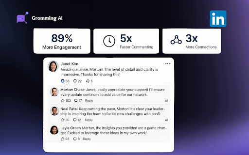 Gromming - AI LinkedIn Comment Generator :: Generate authentic, engaging LinkedIn comments with AI. Save time and build meaningful professional relationships