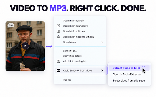 Audio Extractor from Video :: Extract sound from video to audio converter MP4 to MP3. Get audio from video files (mov, mkv, webm..)