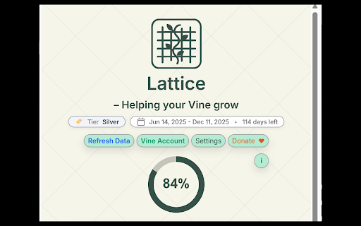 Lattice :: Helping Your Vine Grow – dashboard for Amazon Vine (orders, reviews, stats).