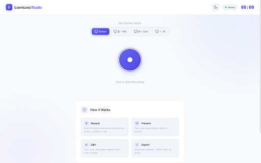 LoomLess Studio :: Privacy-First Screen Recording Studio