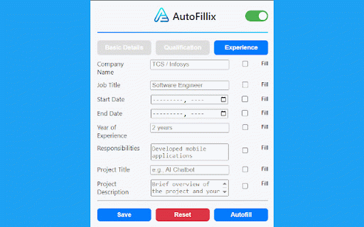 AutoFillix – Smart Form Autofill Assistant :: AutoFillix is a smart Chrome extension to autofill forms automatically. Save time, stay private, and boost productivity.