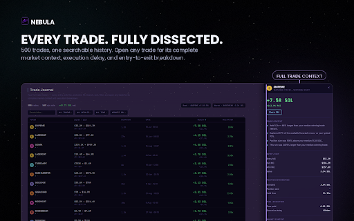 NEBULA — Next Gen Memecoin Paper Trading :: Risk-free memecoin paper trading on Axiom — a trade journal, performance analytics and achievements, zero real money at risk.