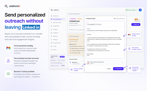 JobHuntrr - LinkedIn Job Outreach Assistant :: Save LinkedIn jobs and send outreach emails directly from LinkedIn