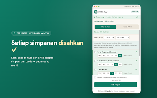 PBD Helper :: Bantu guru isi skor PBD (Tahap Penguasaan) di SPPB.