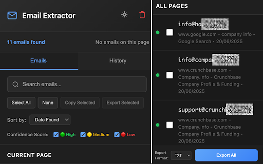Email Extractor — Lead Finder & Contact Scraper on Any Page :: Extract emails, find leads & scrape contacts from any website. LinkedIn, company sites, directories — boost your sales everywhere!