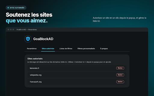 GoaBlockAD :: Simple, effective ad blocker: blocks ad and tracker requests, hides leftover ad slots and removes YouTube ads.