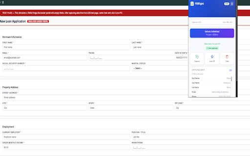 FillRight — Auto-Fill for Loan Officers :: Capture borrower data from your LOS and auto-fill lender portals in seconds. Built for mortgage professionals.