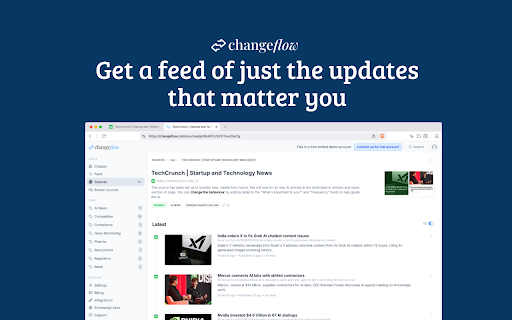Changeflow - Subscribe to page updates :: Stop refreshing pages. Get AI summaries when websites change. Track prices, competitors, regulations, jobs.