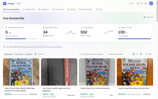Choppy — Alerte Vinted & leboncoin :: Alerte Vinted et leboncoin gratuite : une notification dès qu'une annonce sort. Bot Vinted qui tourne dans ton navigateur.