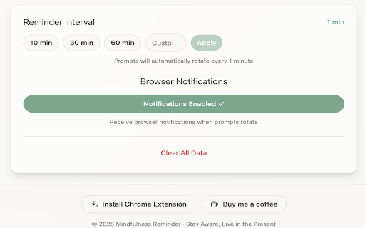 Mindful Reminder :: Stay aware and live in the present moment with mindful reminders
