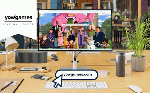 Dragon Ball Live Wallpaper :: Young Goku with Power Pole surrounded by original Dragon Ball characters with Majin Buu looming behind.