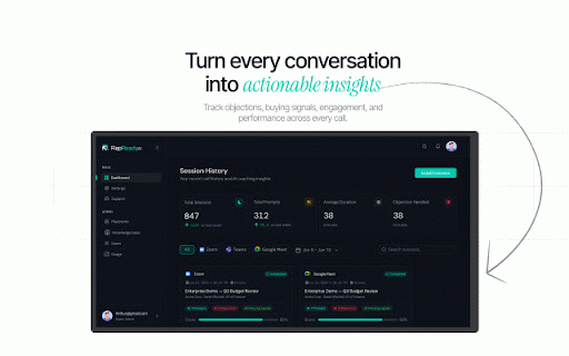 RepReadyAI: AI Sales Co-Pilot :: Real-time AI coaching for sales calls. Objection handling, buying signals, and conversation intelligence - live on every call.
