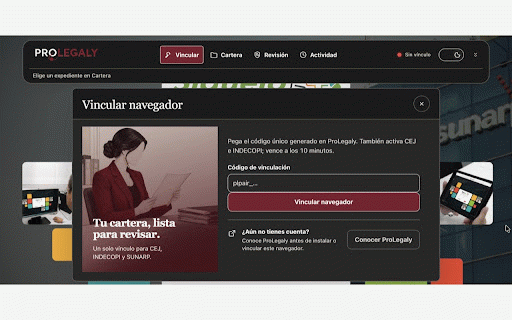 ProLegaly · Revisión de expedientes :: Revisión asistida de CEJ, INDECOPI y SUNARP: precarga datos autorizados y registra información visible.