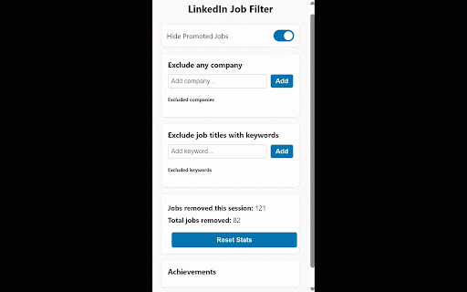 LinkedIn Job Cleaner :: Hide promoted jobs, filter early applicant listings, and track your job-cleaning achievements on LinkedIn.
