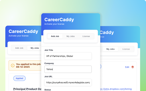 CareerCaddy :: CareerCaddy helps you capture every job you apply to, right in your browser. No more guessing if you've already applied!
