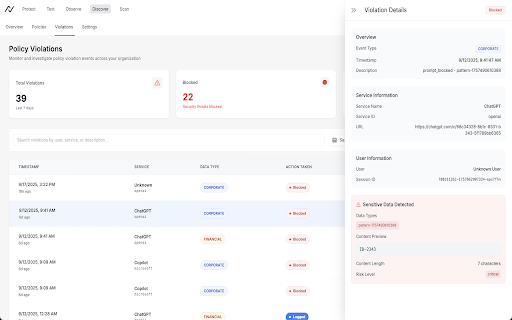Discover by NeuralTrust :: Enterprise-grade monitoring and control for AI service usage across your organization