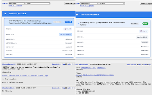 Bizom Bug Assistant :: AI-powered bug management with PR status display, chat support, and intelligent bug fix templates.