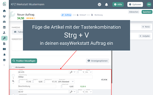 Carta :: Kopiert Warenkörbe zu easyWerstkatt