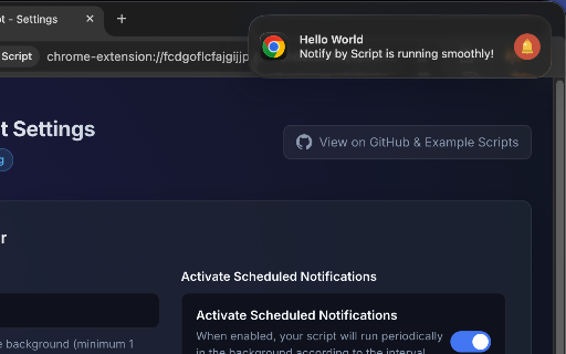 Notify by Script :: Create scheduled alarms and custom desktop notifications powered by your own JavaScript snippets.
