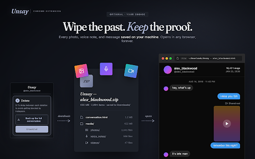 Unsay: Bulk Delete & Unsend Instagram DMs :: Bulk-delete every message you sent in an Instagram conversation, in one click. Optional backup before you erase.