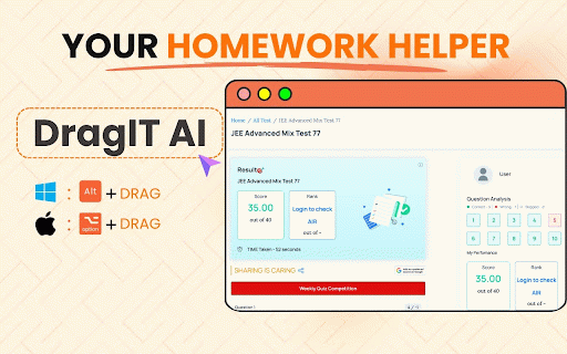DragIT AI : Oneclick AI Homework Helper for Code,MCQ,Questions :: Use this AI Homework Helper to get the answer/summary quickly exactly like other AI chatbots but with just one click.