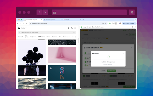 Image Harvest - Download Any Image from Any Webpage :: Batch download images. Multi-tab extract, similar detection, reverse image search, batch highlight, collections, color extract.