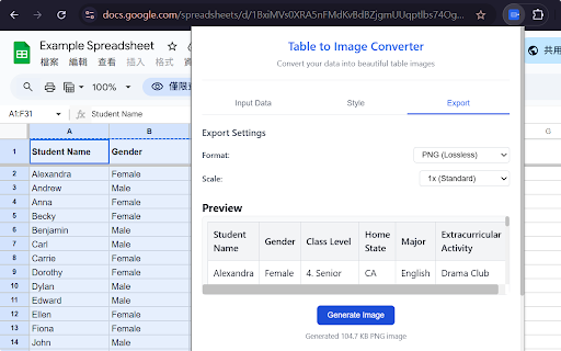 Table to Image Converter :: Convert Excel, Google Sheets, CSV, and text data into beautiful table images. Easy copy-paste from spreadsheets.