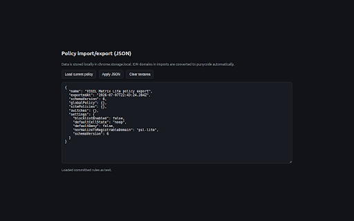 VIGIL Matrix Lite :: Experimental request policy matrix: per-site control of scripts, frames, cookies and headers. declarativeNetRequest, local-only.