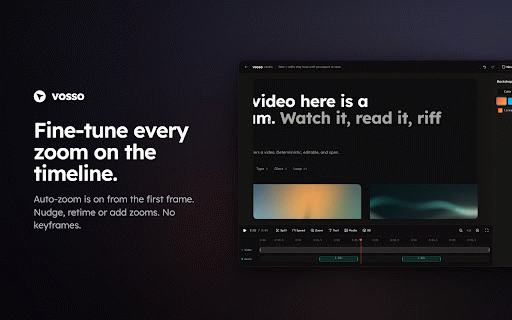 vosso — Screen Recorder with Auto Zoom :: Screen recorder with auto zoom — record a tab, get a polished video, and edit it free in your browser.