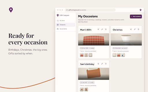 Gift Compass :: Save gifts from any shop to Gift Compass.
