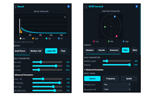 3D Bass Booster :: 3D audio enhancement for browser tab audio — volume boost, bass, EQ, reverb, and surround.