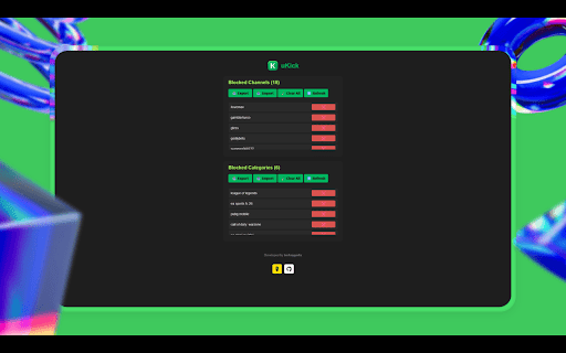 uKick — Block & Stream Tweaks for Kick :: All-in-one extension to block, boost, and tweak everything on Kick for a better streaming experience.