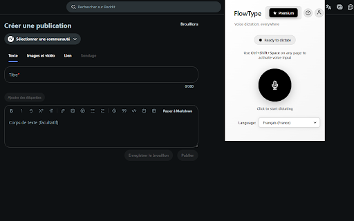 FlowType: Speech to Text :: Speech to text for Chrome. Dictate anywhere - Gmail, Docs, forms. Free voice typing extension with 40+ languages supported