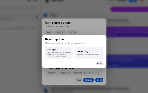 Facebook Messenger Export :: Export Messenger chats to PDF with customizable layout and visibility controls.