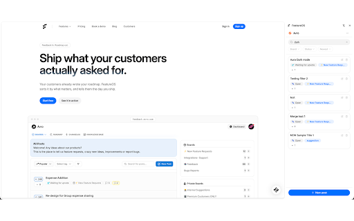FeatureOS :: Capture feedback from any page and turn it into a FeatureOS post.
