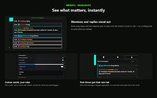 WesUtil :: All-in-one Kick.com chat enhancer: 7TV emotes, autocomplete, moderation tools, highlights, playback tuning. Actively developed.