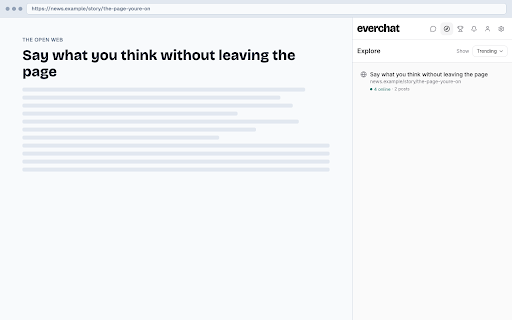 Everchat :: Public comments on any URL. Sign up anonymously with a passkey. No email.