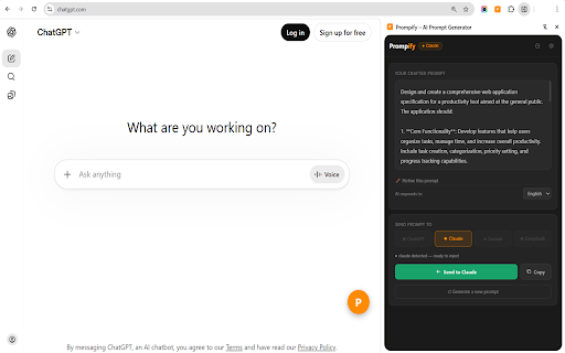 Prompify – AI Prompt Generator :: Turn rough ideas into powerful AI prompts for ChatGPT, Claude, Gemini & DeepSeek. Available in 9 languages with full Arabic RTL.